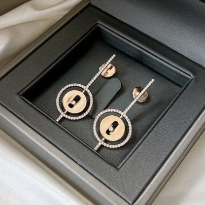 [⭐Mirelle]Demo MOVE ARROW PINK GOLD DIAMOND EARRINGS