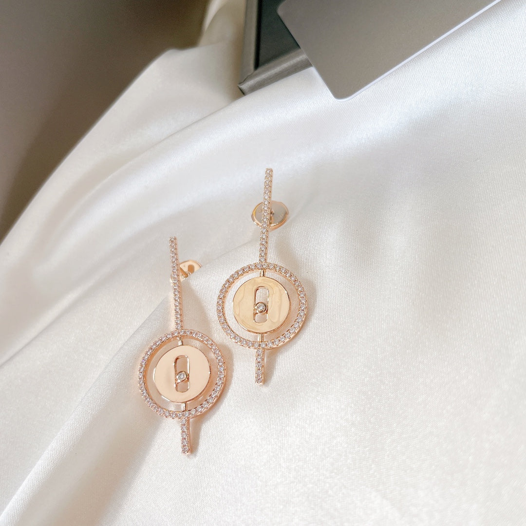[⭐Mirelle]Demo MOVE ARROW PINK GOLD DIAMOND EARRINGS