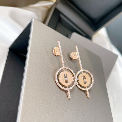 [⭐Mirelle]Demo MOVE ARROW PINK GOLD DIAMOND EARRINGS