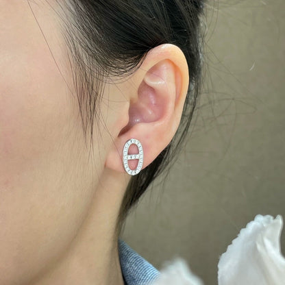 [⭐Mirelle]HM FULL DIAMOND PIG NOSE STUD EARRINGS