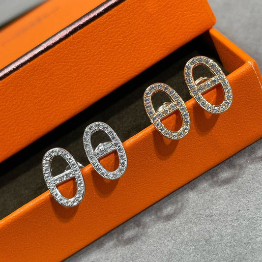 [⭐Mirelle]HM FULL DIAMOND PIG NOSE STUD EARRINGS