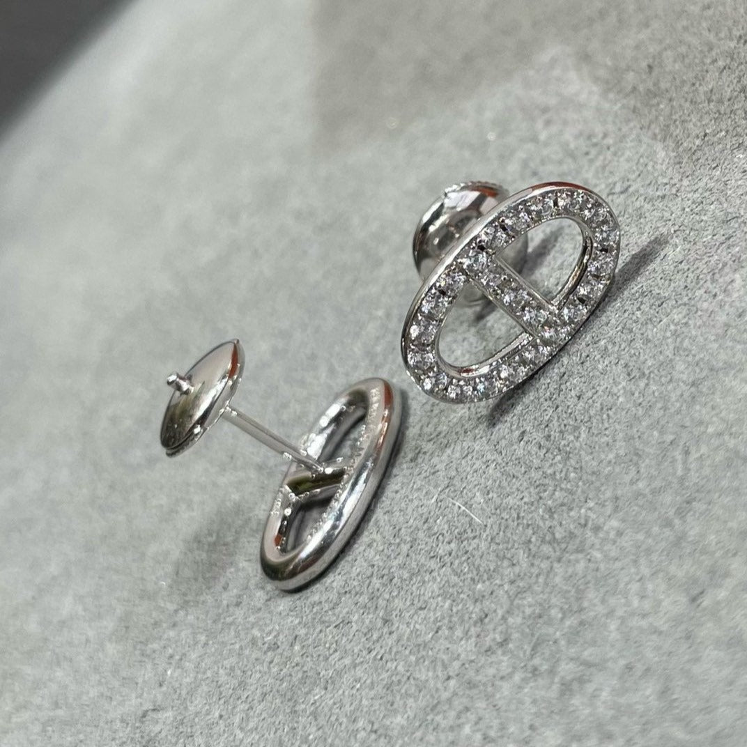 [⭐Mirelle]HM FULL DIAMOND PIG NOSE STUD EARRINGS
