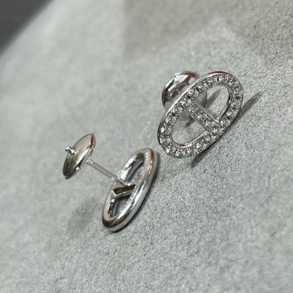 [⭐Mirelle]HM FULL DIAMOND PIG NOSE STUD EARRINGS
