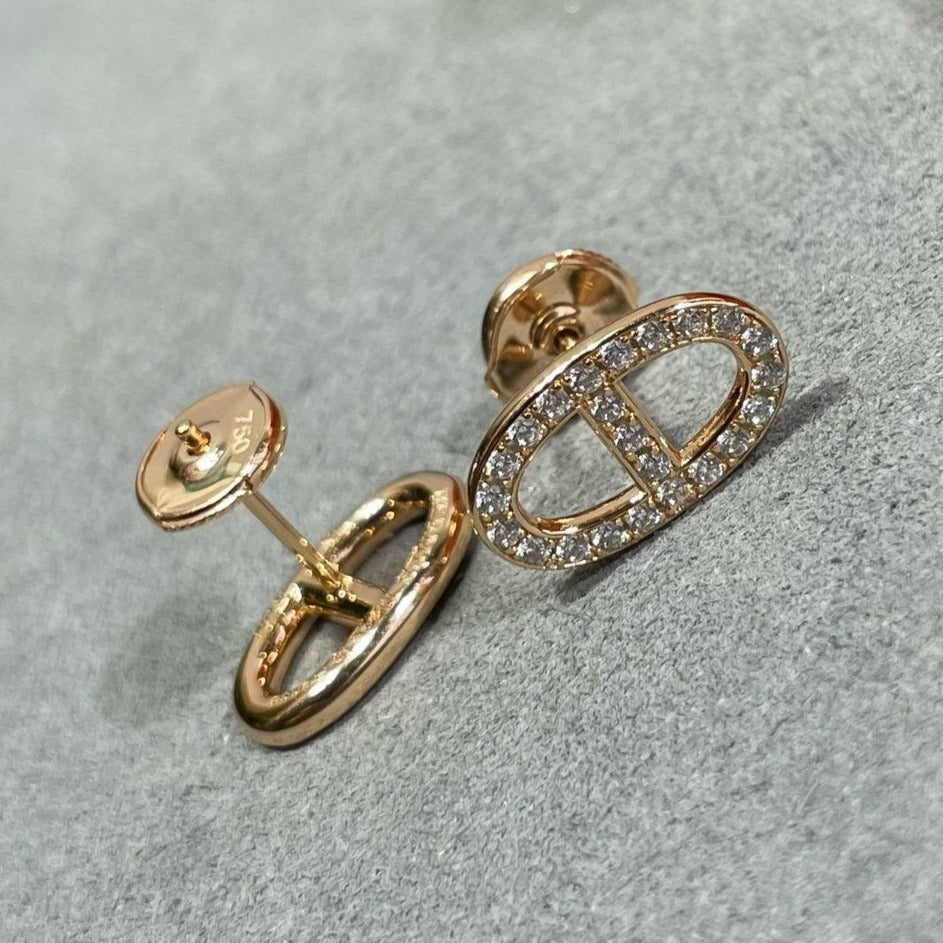 [⭐Mirelle]HM FULL DIAMOND PIG NOSE STUD EARRINGS