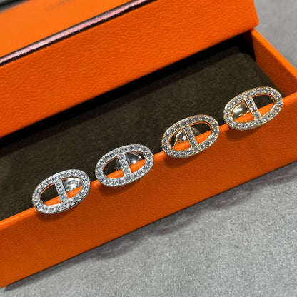 [⭐Mirelle]HM FULL DIAMOND PIG NOSE STUD EARRINGS
