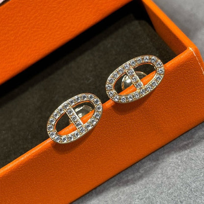 [⭐Mirelle]HM FULL DIAMOND PIG NOSE STUD EARRINGS