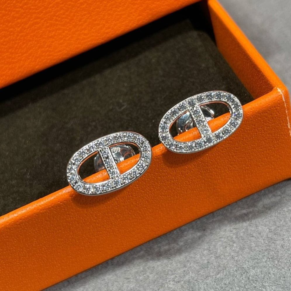 [⭐Mirelle]HM FULL DIAMOND PIG NOSE STUD EARRINGS