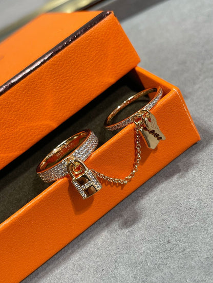 [⭐Mirelle]HM KELLY CLOCHETTE DOUBLE RING IN  WITH DIAMONDS
