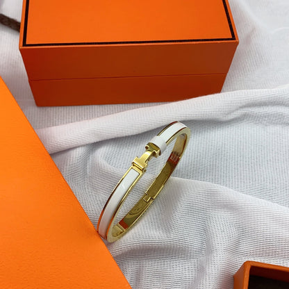 [⭐Mirelle]CLASSIC HM CLIC WHITE 8MM ENAMEL BRACELET
