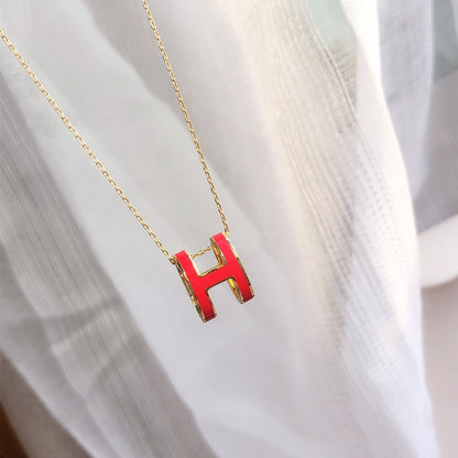 [⭐Mirelle]HM CLIC RED ENAMEL GOLD NECKLACE