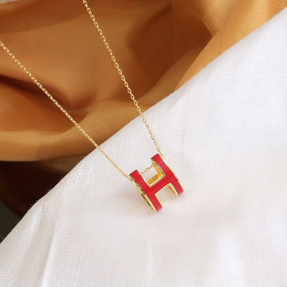 [⭐Mirelle]HM CLIC RED ENAMEL GOLD NECKLACE