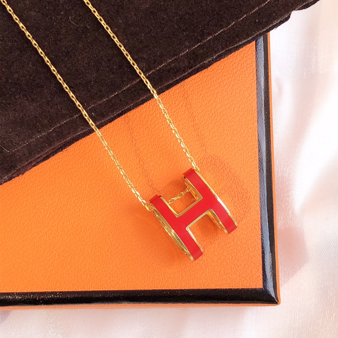 [⭐Mirelle]HM CLIC RED ENAMEL GOLD NECKLACE