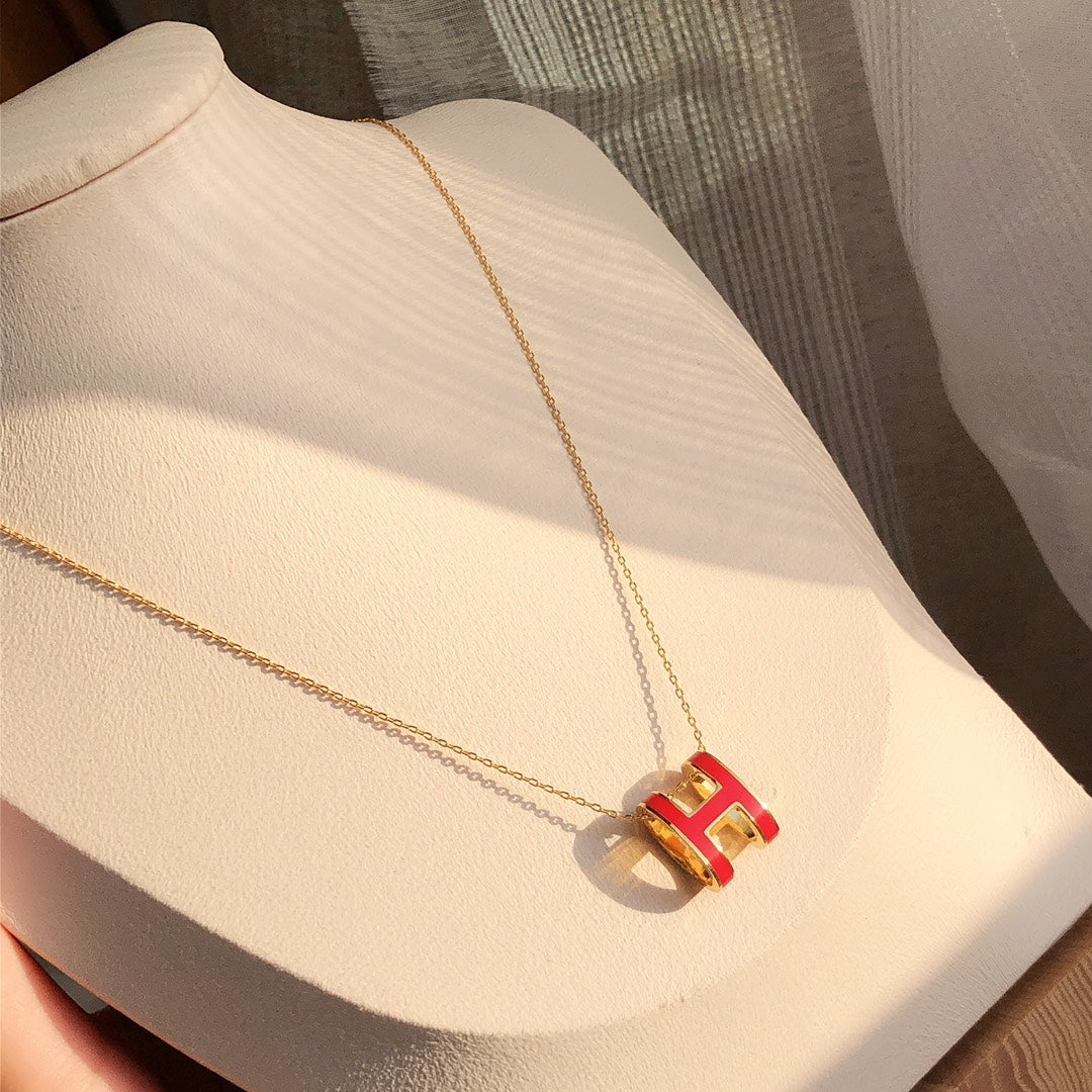 [⭐Mirelle]HM CLIC RED ENAMEL GOLD NECKLACE