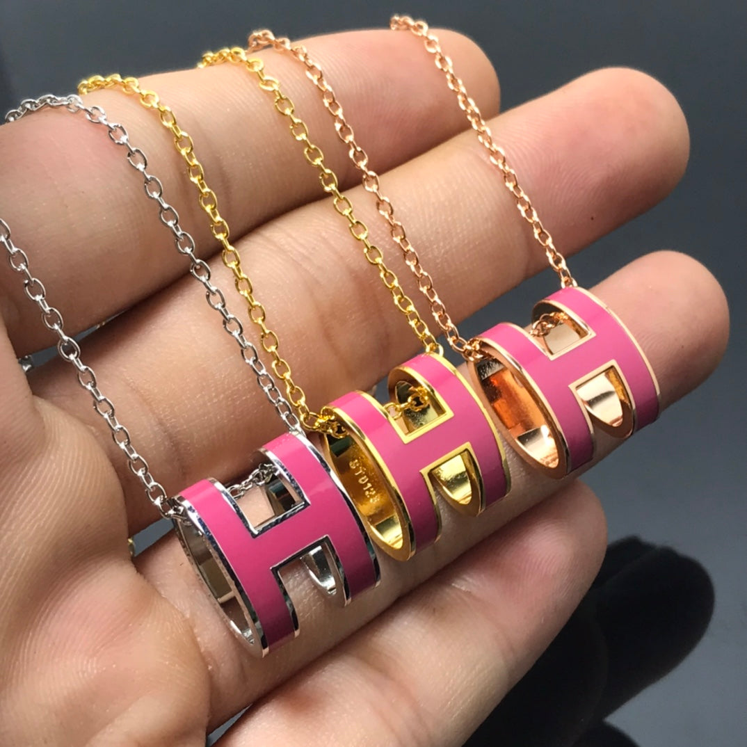 [⭐Mirelle]H NECKLACE PINK