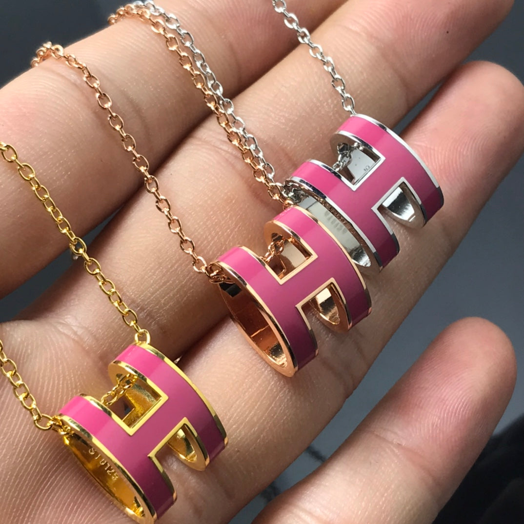 [⭐Mirelle]H NECKLACE PINK