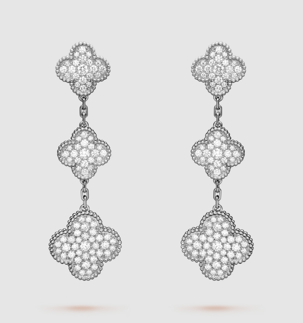[⭐Mirelle]CLOVER 3 MOTIF DIAMOND SILVER DROP EARRINGS