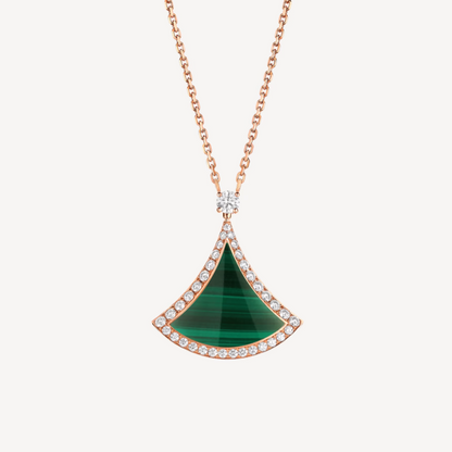 [⭐Mirelle]DREAM MALACHITE DIAMOND PAVED PINK GOLD NECKLACE