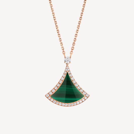 [⭐Mirelle]DREAM MALACHITE DIAMOND PAVED PINK GOLD NECKLACE