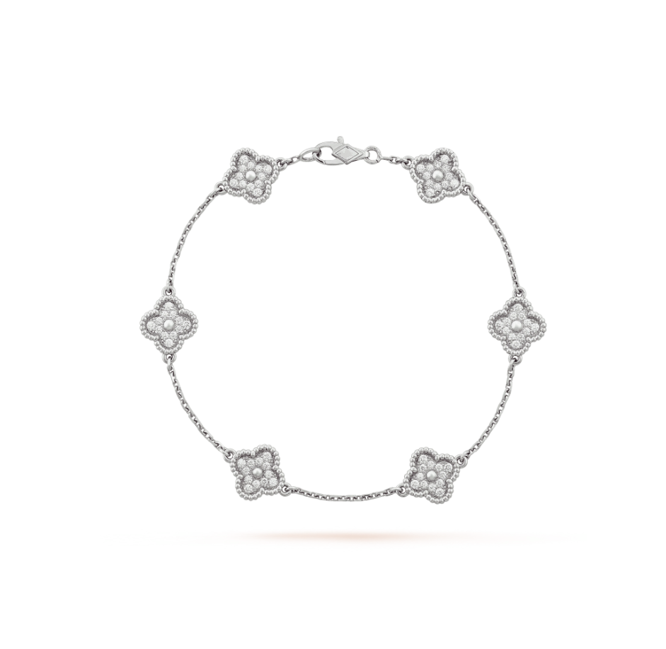 [⭐Mirelle]CLOVER 6 MOTIF SILVER DIAMOND BRACELET