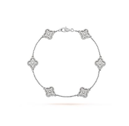 [⭐Mirelle]CLOVER 6 MOTIF SILVER DIAMOND BRACELET