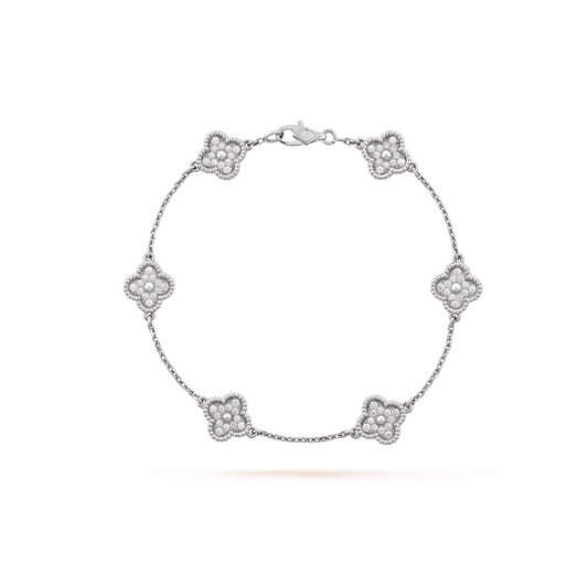 [⭐Mirelle]CLOVER 6 MOTIF SILVER DIAMOND BRACELET
