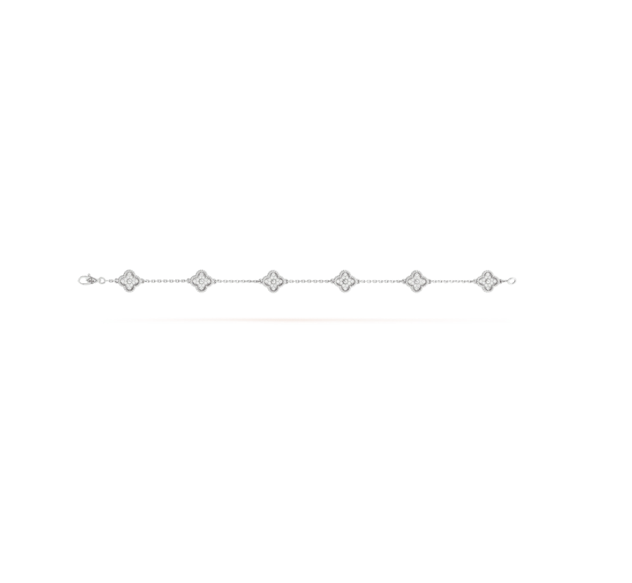 [⭐Mirelle]CLOVER 6 MOTIF SILVER DIAMOND BRACELET