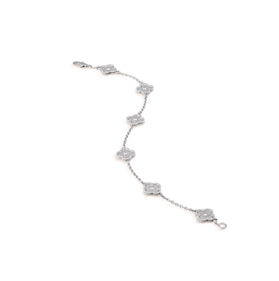 [⭐Mirelle]CLOVER 6 MOTIF SILVER DIAMOND BRACELET
