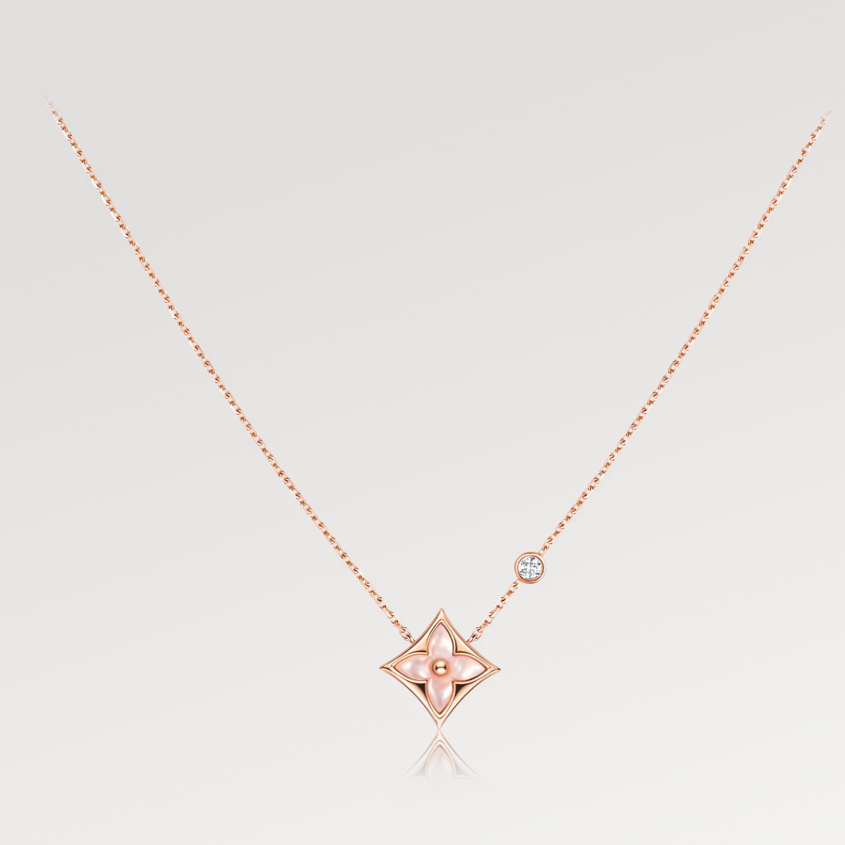 [⭐Mirelle]STAR PINK MOP 1 DIAMOND PINK GOLD NECKLACE