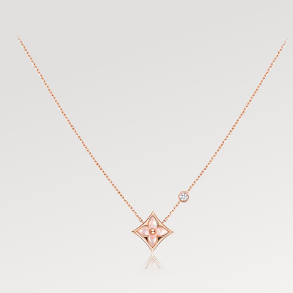 [⭐Mirelle]STAR PINK MOP 1 DIAMOND PINK GOLD NECKLACE