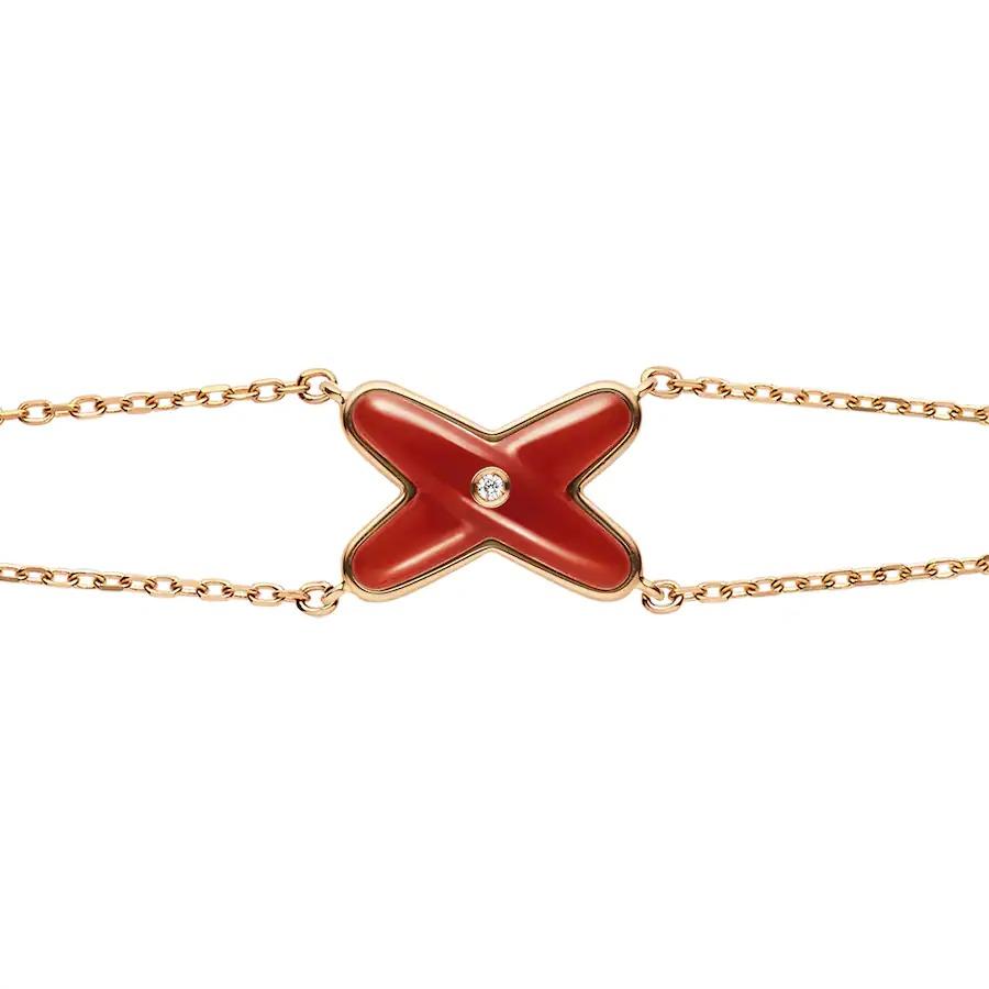 [⭐Mirelle]JEUX BRACELET CARNELIAN PINK GOLD 1 DIAMOND