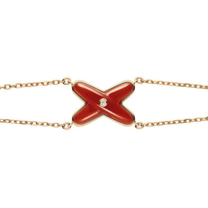[⭐Mirelle]JEUX BRACELET CARNELIAN PINK GOLD 1 DIAMOND