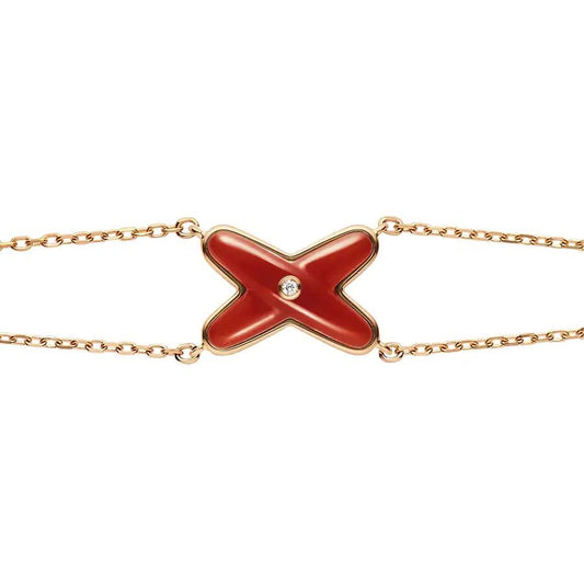 [⭐Mirelle]JEUX BRACELET CARNELIAN PINK GOLD 1 DIAMOND