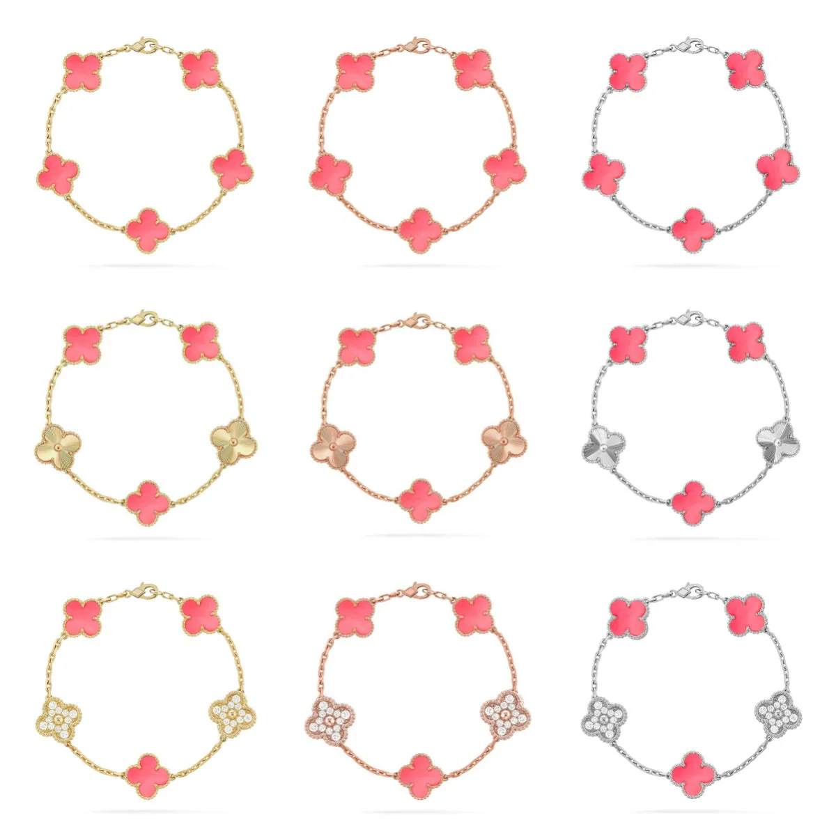 [⭐Mirelle] CLOVER 5 MOTIFS  PINK MOP BRACELET COLLECTION
