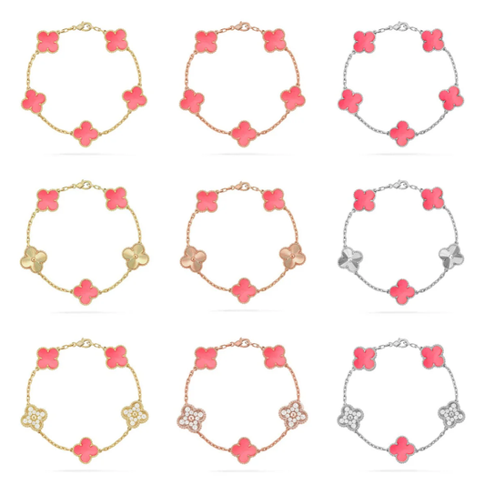 [⭐Mirelle] CLOVER 5 MOTIFS  PINK MOP BRACELET COLLECTION
