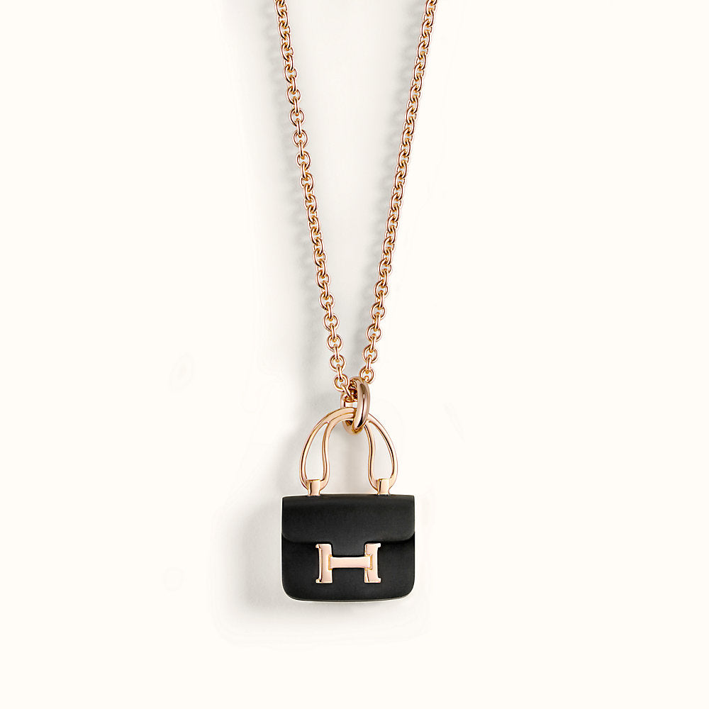 [⭐Mirelle]CONSTANCE BLACK PEDANT PINK GOLD NECKLACE