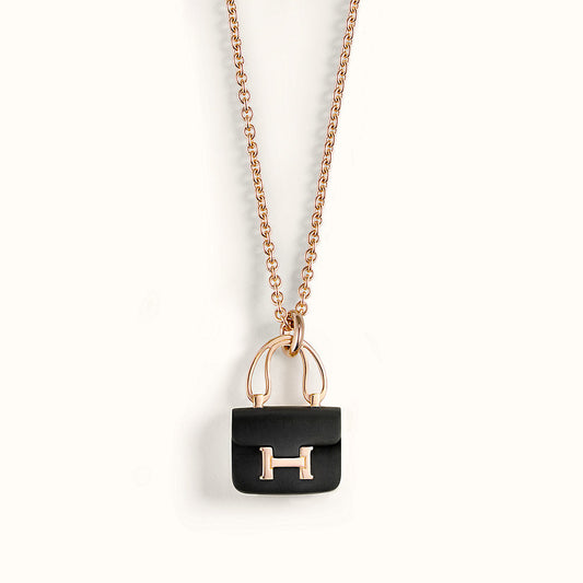 [⭐Mirelle]CONSTANCE BLACK PEDANT PINK GOLD NECKLACE
