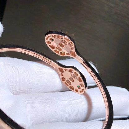 [⭐Mirelle]SERPENTI BRACELET PINK GOLD MALACHITE DIAMOND DOUBLE SNAKE