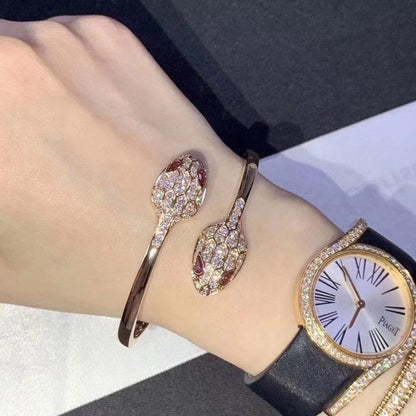 [⭐Mirelle]SERPENTI BRACELET PINK GOLD DIAMOND DOUBLE SNAKE