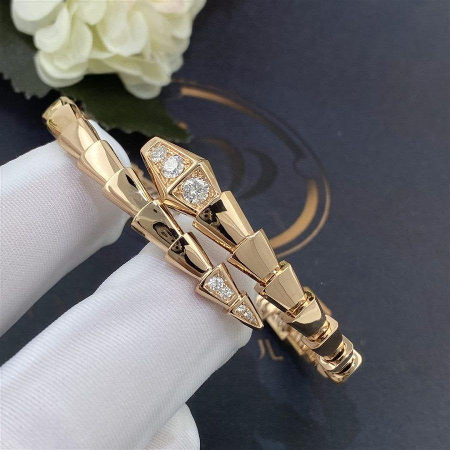 [⭐Mirelle]SERPENTI BRACELET DIAMONDS PINK GOLD