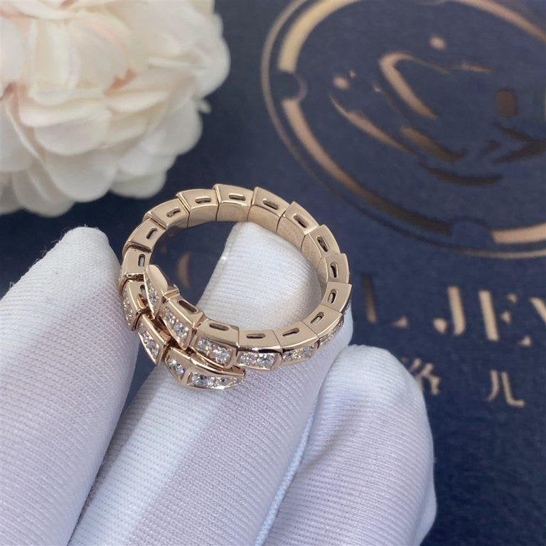 [⭐Mirelle]SERPENTI RING PINK GOLD DIAMOND PAVED 4MM
