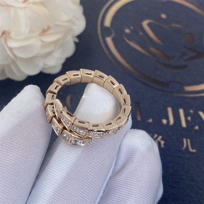 [⭐Mirelle]SERPENTI RING PINK GOLD DIAMOND PAVED 4MM