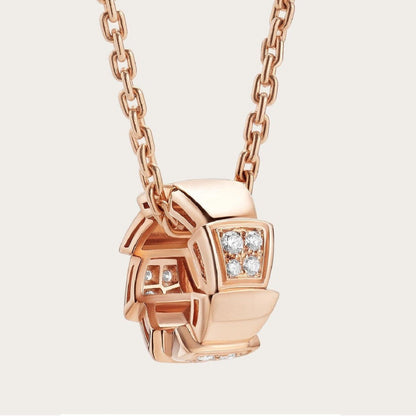 [⭐Mirelle]SERPENTI PEDANT DIAMOND PINK GOLD NECKLACE