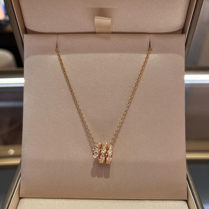 [⭐Mirelle]SERPENTI PINK GOLD NECKLACE DOUBLE RING DIAMOND
