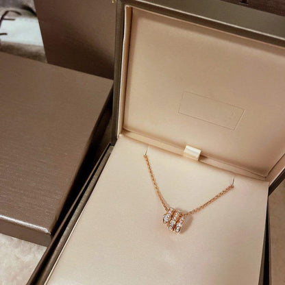 [⭐Mirelle]SERPENTI PINK GOLD NECKLACE DOUBLE RING DIAMOND