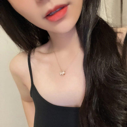 [⭐Mirelle]SERPENTI PINK GOLD NECKLACE DOUBLE RING DIAMOND