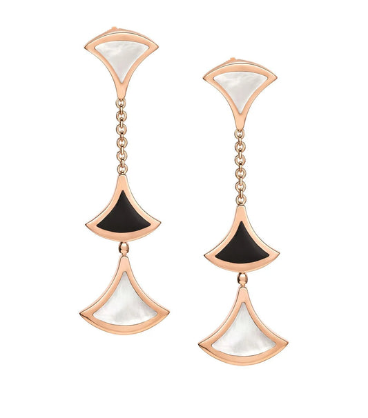 [⭐Mirelle]DREAM EARRINGS 3 MOTIFS ONYX MOP PINK GOLD