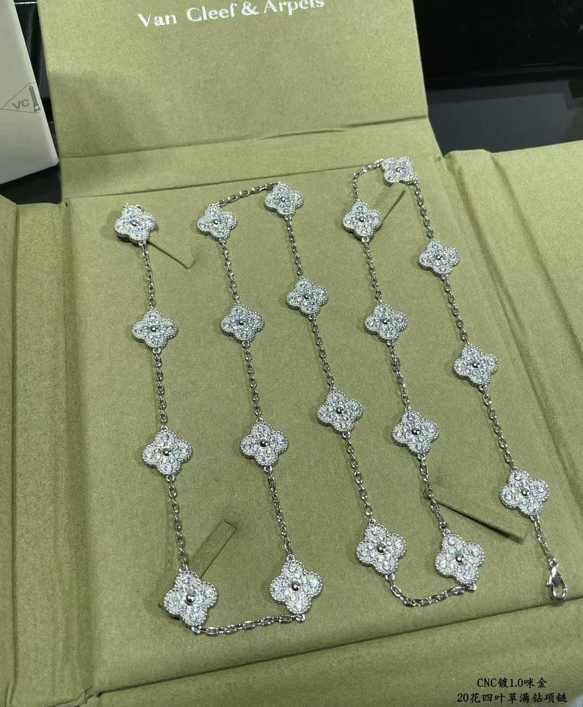 [⭐Mirelle]CLOVER 20 MOTIFS FULL-DIAMOND NECKLACE