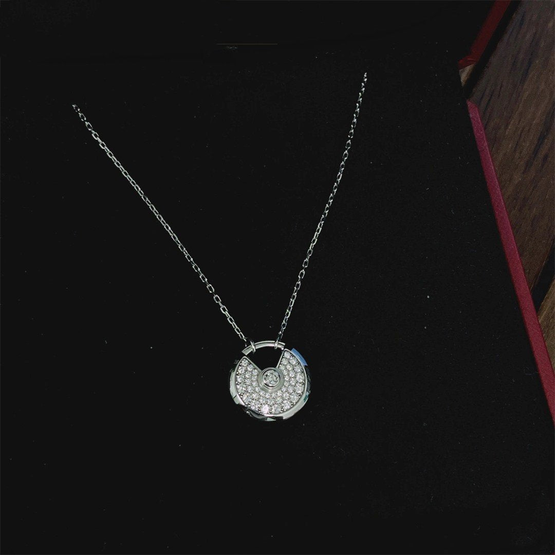 [⭐Mirelle]AMULETTE SILVER FULL DIAMOND NECKLACE