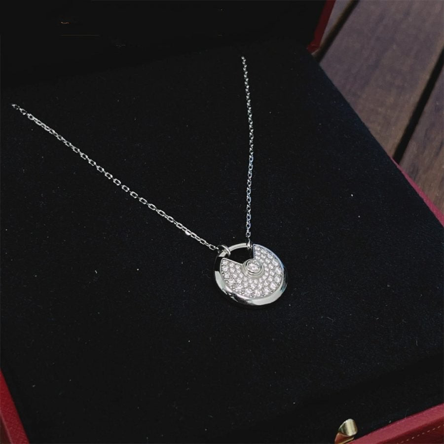 [⭐Mirelle]AMULETTE SILVER FULL DIAMOND NECKLACE