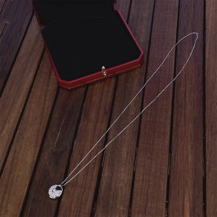 [⭐Mirelle]AMULETTE SILVER FULL DIAMOND NECKLACE